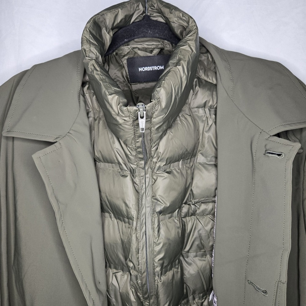 Nordstrom 3 In‎ 1 Trench And Puffer Coat Green XXL Capsule Wardrobe Versatile - Picture 2 of 16